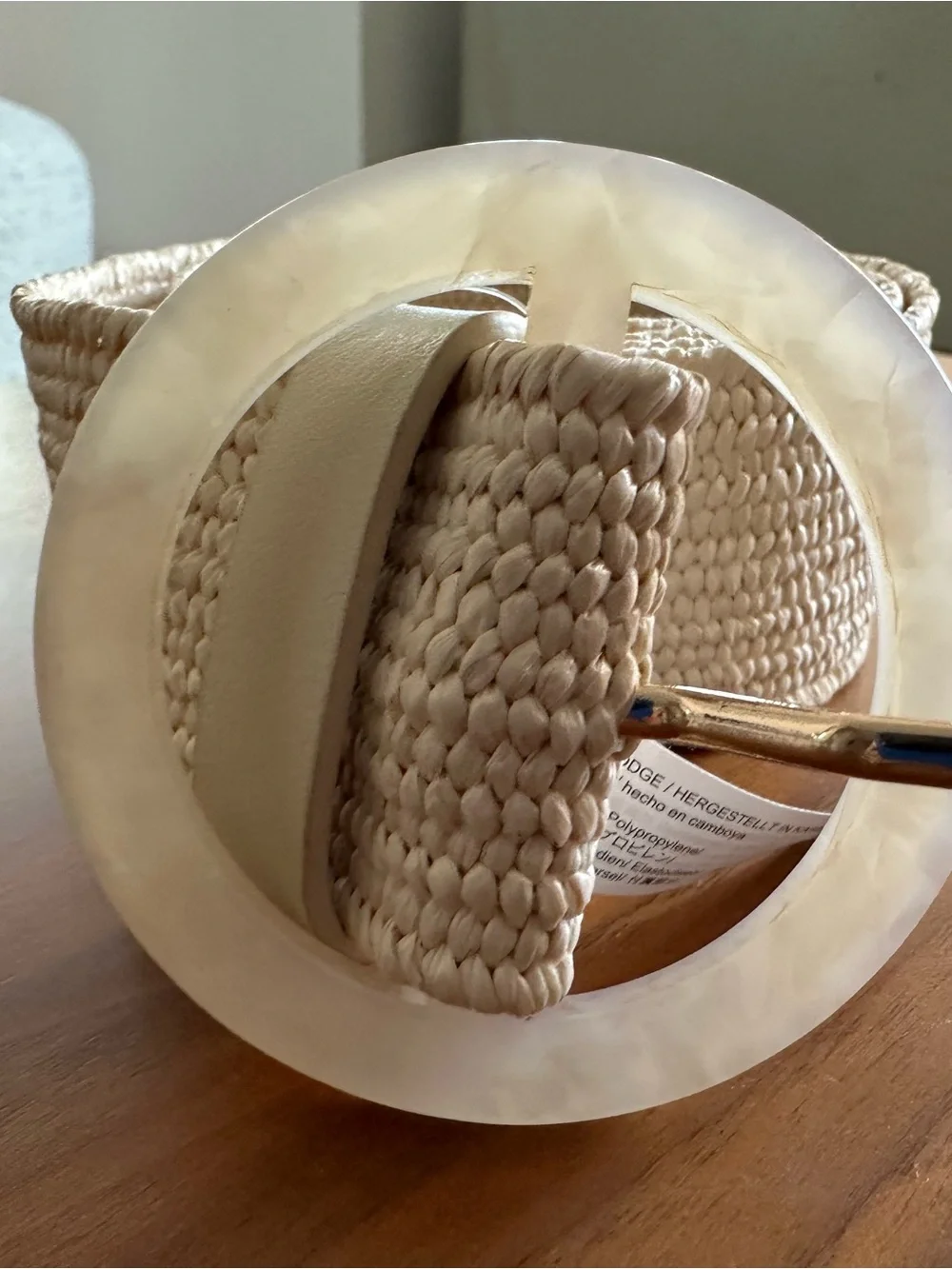 J Crew Neutral Woven Rope Belt with Round Buckle - Cream